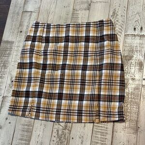 Love on a Hanger Plaid Mini Skirt in Yellow and Brown